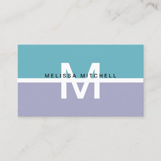 Modern Monogram Colorblock Visitekaartje (Voorkant)