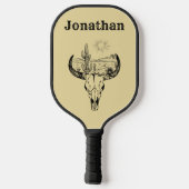 Modern Monogram | Cowboy Koe Skull Desert Pickleball Paddle (Achterkant)