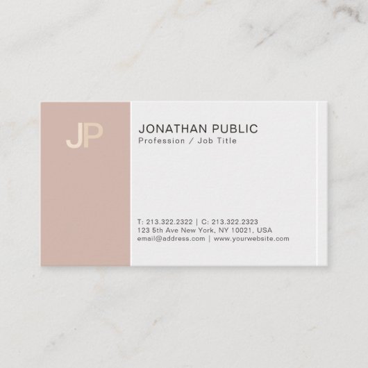 Modern Monogram Creatief Elegant Beige Harmonie Visitekaartje (Voorkant)