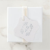 Modern Monogram Crest Stofblauw Trouw Welkom Bedankjes Labels (Met doos)