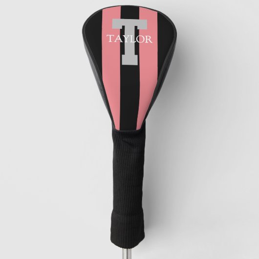 Modern Monogram Custom Pink Golfheadcover (Voorkant)