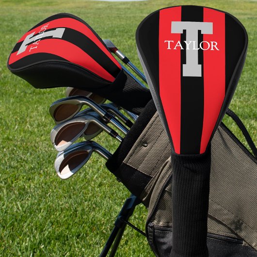 Modern Monogram Custom Red Golfheadcover