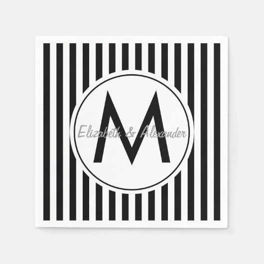 Modern Monogram Custom Striped Servetten (Voorkant)
