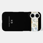 Modern Monogram Cute Zwart Bloemmotief Case-Mate iPhone Case (Achterkant (horizontaal))