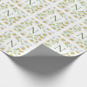 Modern Monogram Daisies Floral Cadeaupapier (Hoek)