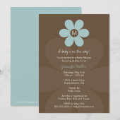 Modern Monogram Daisy Baby shower Invitation Kaart (Voorkant / Achterkant)