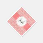 Modern Monogram Damask Napkin Coral Servetten (Hoek)