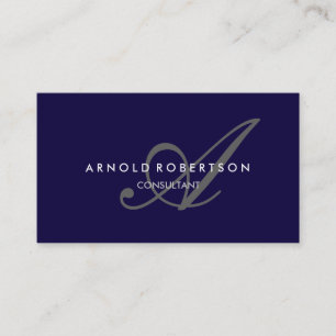 Modern Monogram Dark Blue Trendy Visitekaartje