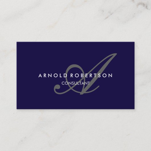 Modern Monogram Dark Blue Trendy Visitekaartje (Voorkant)