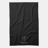 Modern Monogram Datum Stijlvol Chic Zwart & Wit Theedoek (Verticaal)