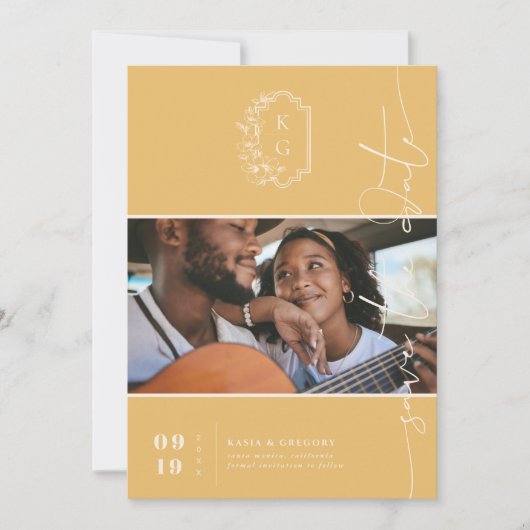 Modern Monogram | De foto bewaart de Datum Save The Date (Voorkant)