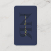 Modern Monogram Donkerblauw Goud Professioneel Visitekaartje (Voorkant)