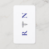Modern Monogram Donkerblauw RN Caduceus Reisverple Visitekaartje (Voorkant)