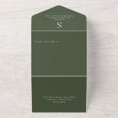 Modern Monogram donkergroen diner All In One Uitnodiging (Buitenkant)