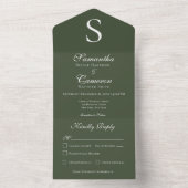 Modern Monogram donkergroen diner All In One Uitnodiging (Binnen)