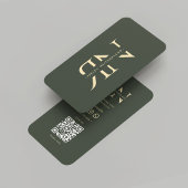 Modern Monogram Donkergroen Goud Initialen Visitekaartje