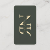 Modern Monogram Donkergroen Goud Initialen Visitekaartje (Voorkant)