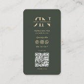 Modern Monogram Donkergroen Goud Initialen Visitekaartje (Achterkant)