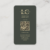 Modern Monogram Donkergroen Goud Tandarts Visitekaartje (Achterkant)