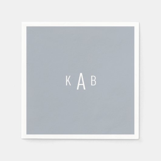 Modern Monogram Dusty Blue Cocktail Napkins Servet (Voorkant)