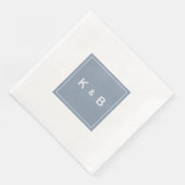 Modern monogram - Dusty Blue en White Dinner Servet (Hoek)