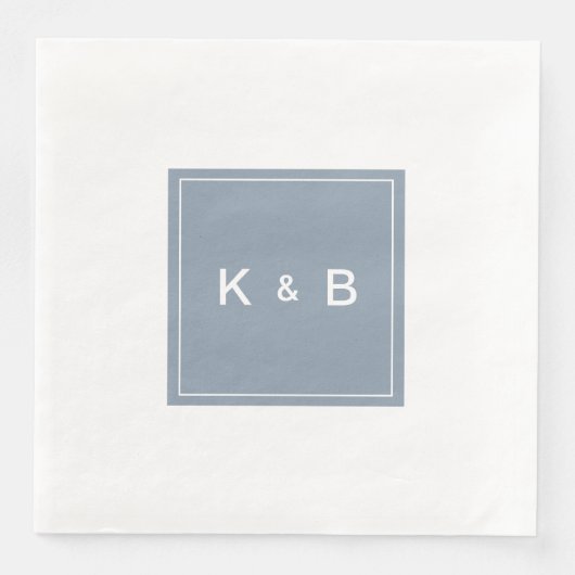 Modern monogram - Dusty Blue en White Dinner Servet (Voorkant)