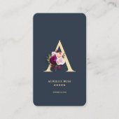 Modern monogram Een professionele donkerblauwe Visitekaartje (Voorkant)