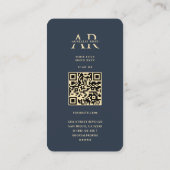 Modern monogram Een professionele donkerblauwe Visitekaartje (Achterkant)