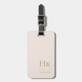 Modern Monogram Eenvoudig Elegant Blush Pink Gold Bagagelabel (Voorkant verticaal)