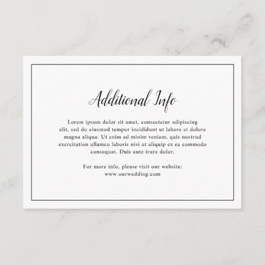 Modern Monogram Eenvoudig Elegant Huwelijk Informatiekaartje (Voorkant)