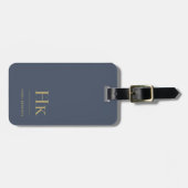 Modern Monogram Eenvoudig Elegant Marine Blauw Gou Bagagelabel (Voorkant horizontaal)