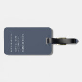 Modern Monogram Eenvoudig Elegant Marine Blauw Wit Bagagelabel (Achterkant horizontaal)