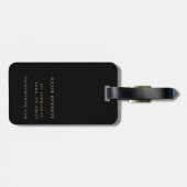 Modern Monogram Eenvoudig Elegant Zwart Goud Class Bagagelabel (Achterkant horizontaal)