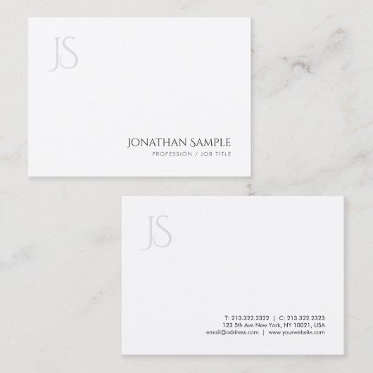 Modern Monogram Eenvoudig Ontwerp Elegante Sjabloo Visitekaartje (Voorkant / Achterkant)