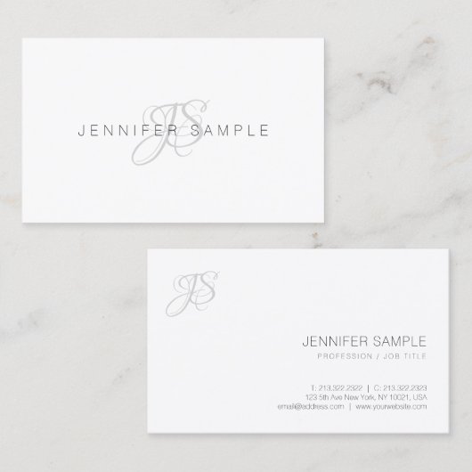 Modern Monogram Eenvoudige Chic Sjabloon Minimalis Visitekaartje (Voorkant / Achterkant)