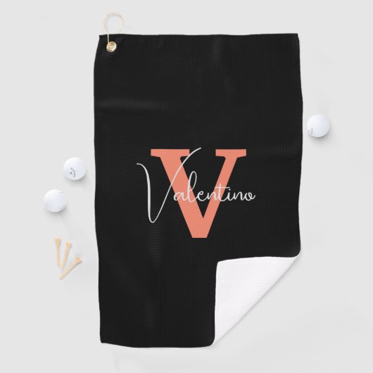 Modern monogram eenvoudige klassieker golfhanddoek (Insitu)
