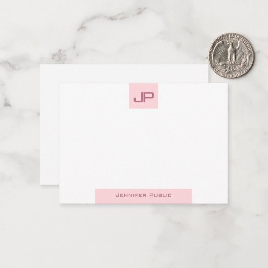 Modern Monogram Eenvoudige Sjabloon Elegant Blush  (Voorkant / Achterkant in situ)