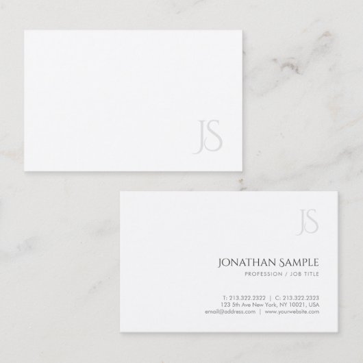 Modern Monogram Eenvoudige Sjabloon Elegante Top Visitekaartje (Voorkant / Achterkant)
