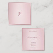 Modern Monogram Eenvoudige Sjabloon Roos Gouden Kl Vierkante Visitekaartje (Voorkant / Achterkant)