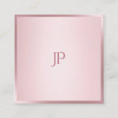 Modern Monogram Eenvoudige Sjabloon Roos Gouden Kl Vierkante Visitekaartje (Voorkant)