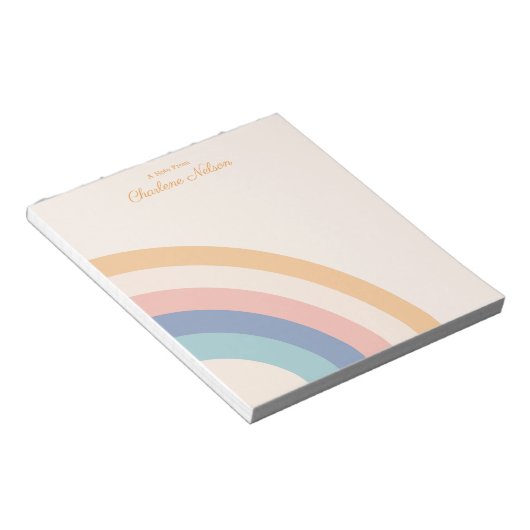 Modern Monogram Eenvoudige Stijlvolle Retro Regenb Notitieblok (Schuin)