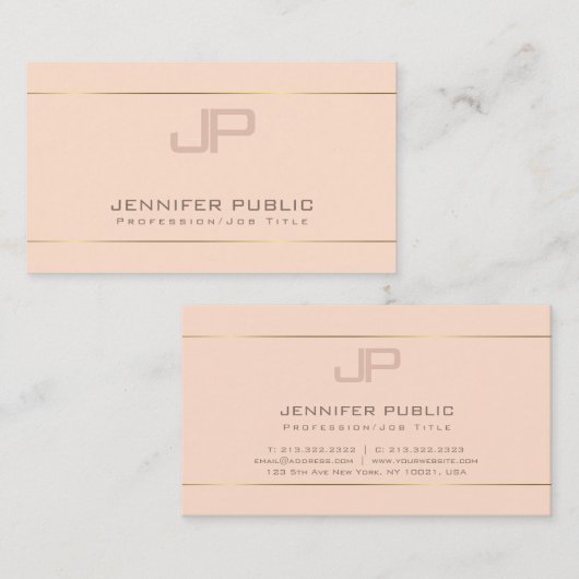 Modern Monogram Elegant Design Trendy Plain Luxury Visitekaartje (Voorkant / Achterkant)