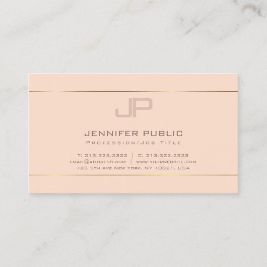 Modern Monogram Elegant Design Trendy Plain Luxury Visitekaartje (Achterkant)