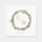 Modern Monogram Elegant Eucalyptus Napkins Servet (Voorkant)