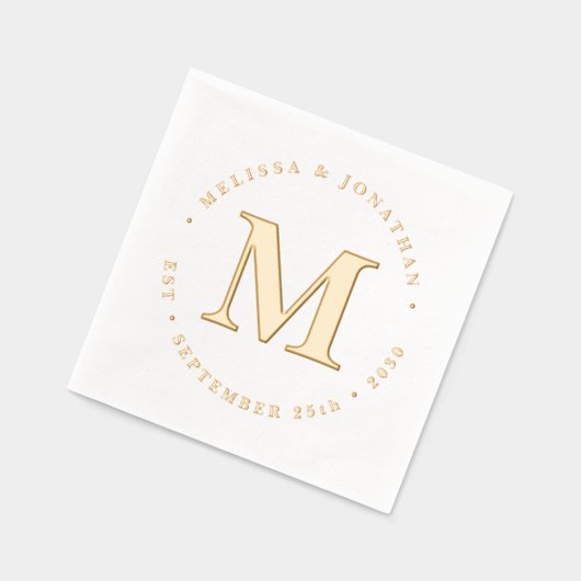 Modern Monogram Elegant Gepersonaliseerd Bruilofts Folie Servetten (Links)