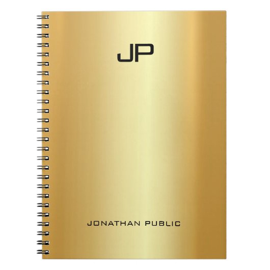 Modern Monogram Elegant Gold Sjabloon Professional Notitieboek (Voorkant)