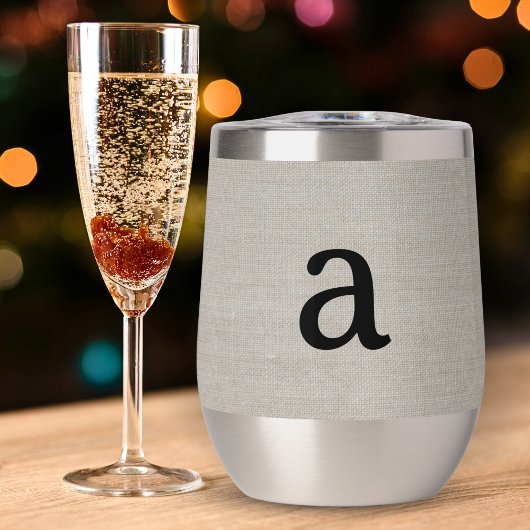 Modern Monogram Elegant Linnen Look Initiaal Naam