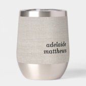 Modern Monogram Elegant Linnen Look Initiaal Naam (Achterkant)