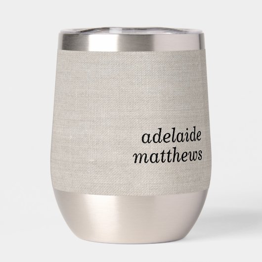 Modern Monogram Elegant Linnen Look Initiaal Naam (Achterkant)