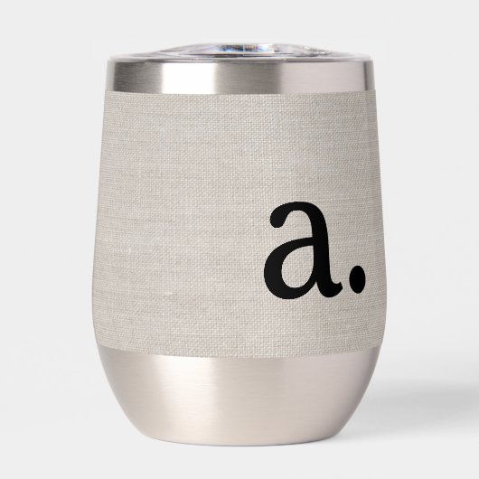 Modern Monogram Elegant Linnen Look Initiaal Naam (Voorkant)